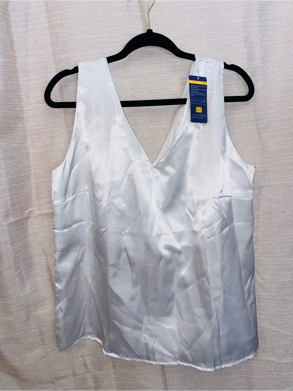 Classic White Satin V-Neck Camisole Tank